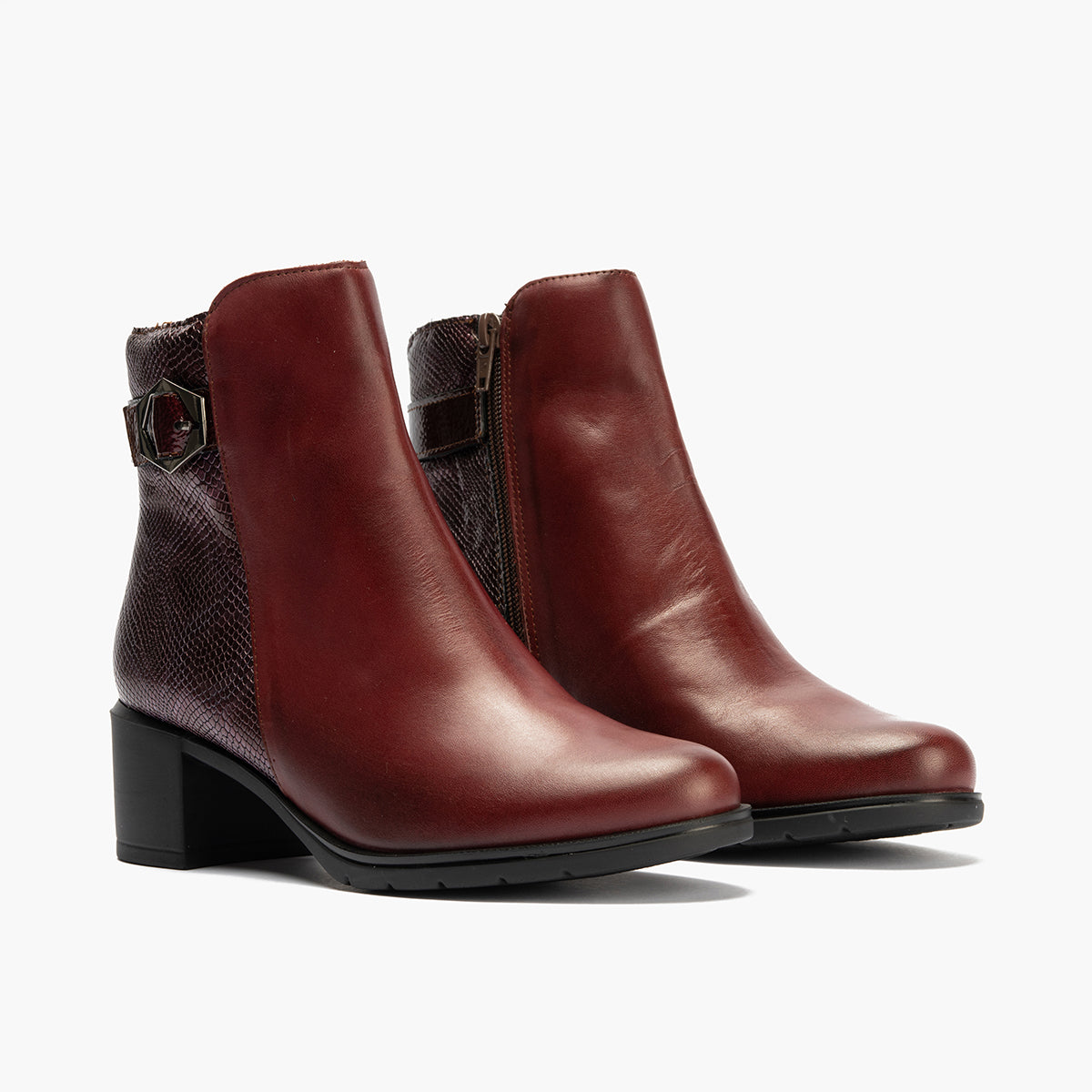 Botin en napa de mujer color burdeos