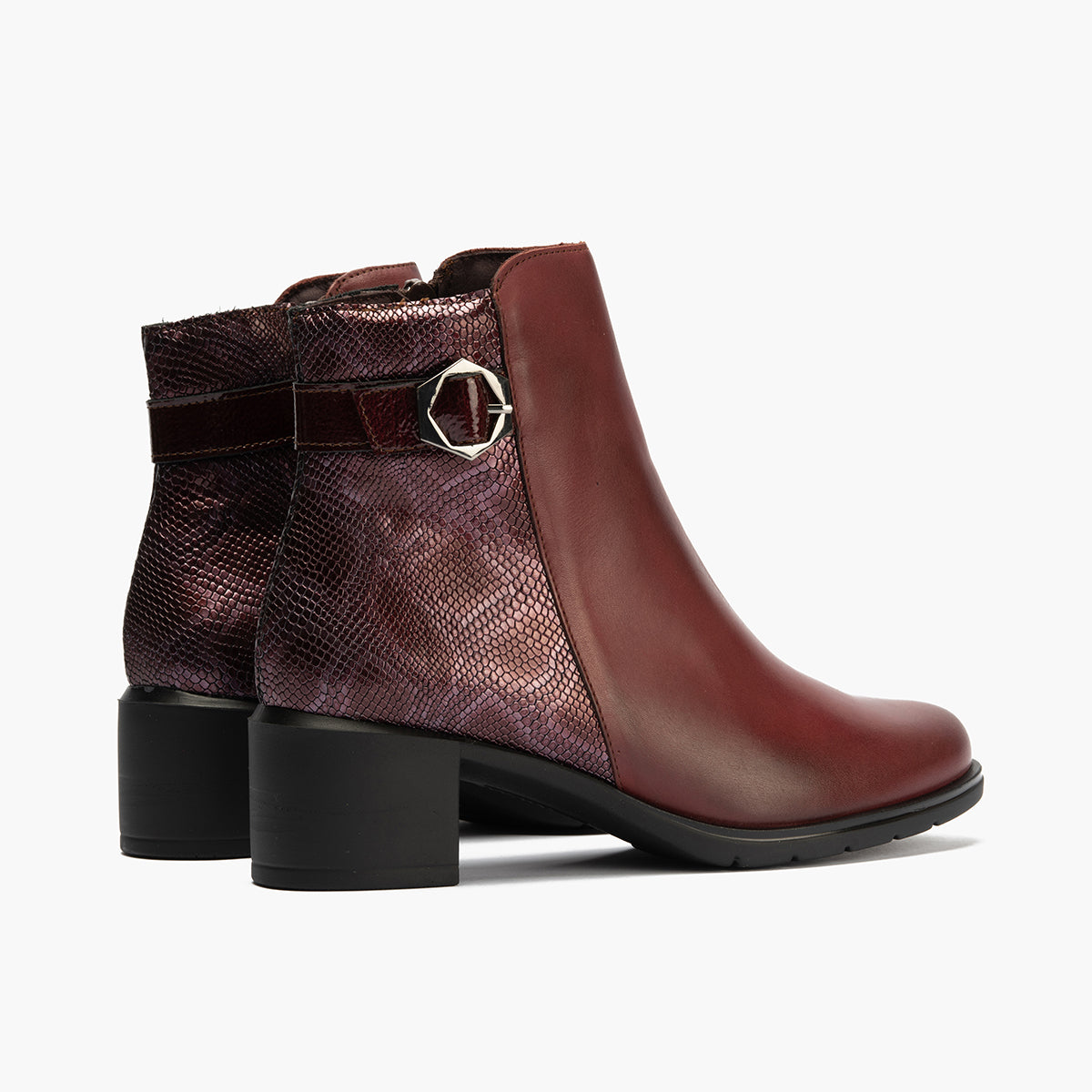 Botin en napa de mujer color burdeos