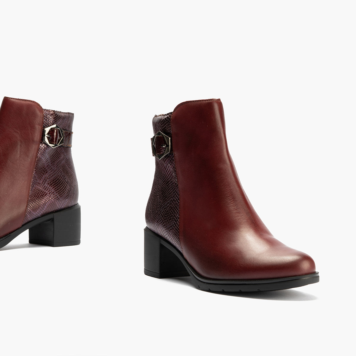 Botin en napa de mujer color burdeos
