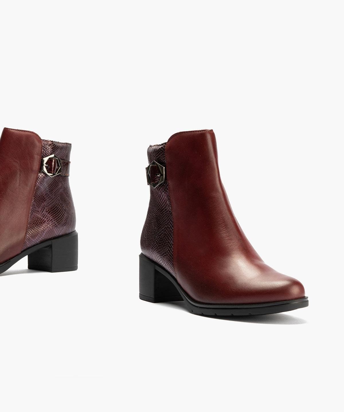 Botin en napa de mujer color burdeos