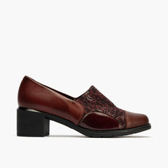 Abotinado Lycra con tacón de mujer color burdeos