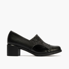 Abotinado Lycra con tacón de mujer color negro