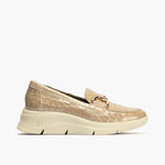 Mocasín en Coco charol de mujer color piedra