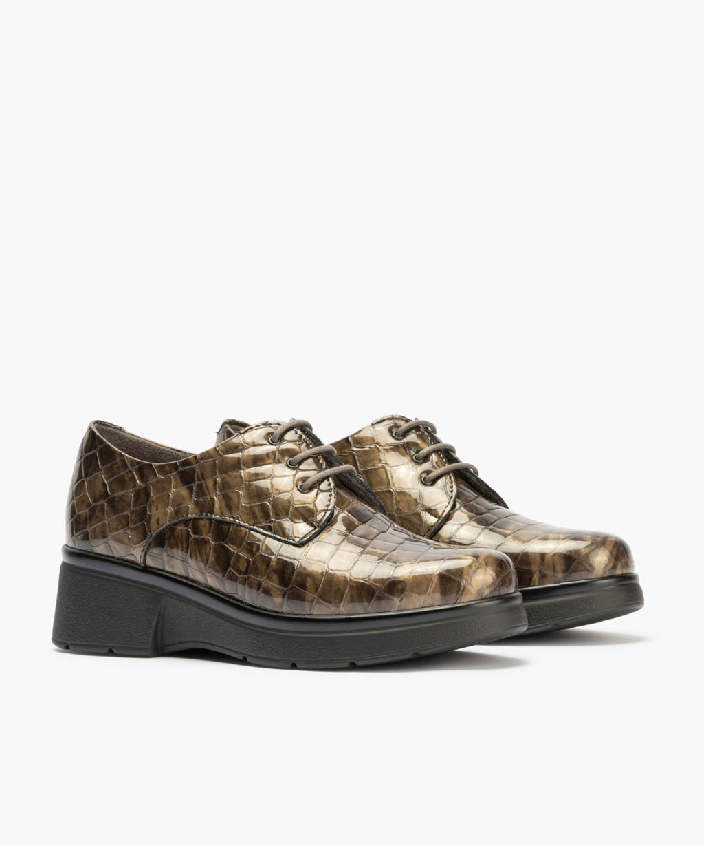 Blucher en Coco con cordones de mujer color humo