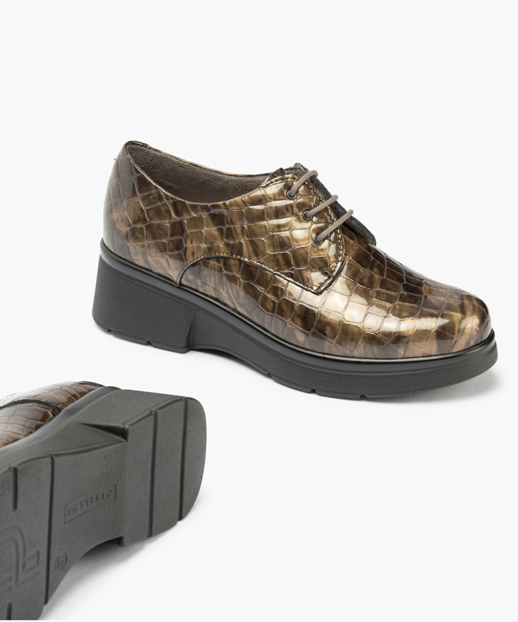 Blucher en Coco con cordones de mujer color humo