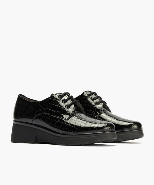 Blucher en Coco con cordones de mujer color negro