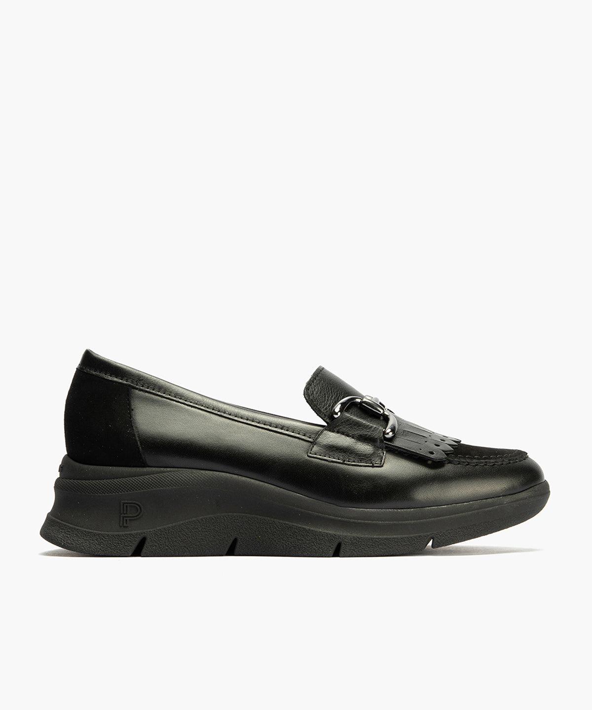 Mocasín con Flecos de mujer color negro