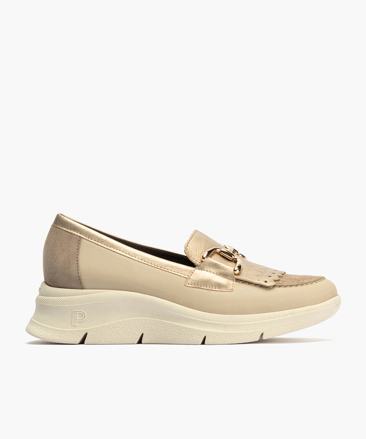 Mocasín con Flecos de mujer color piedra