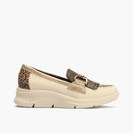Mocasín Flecos Combinado de mujer color crema