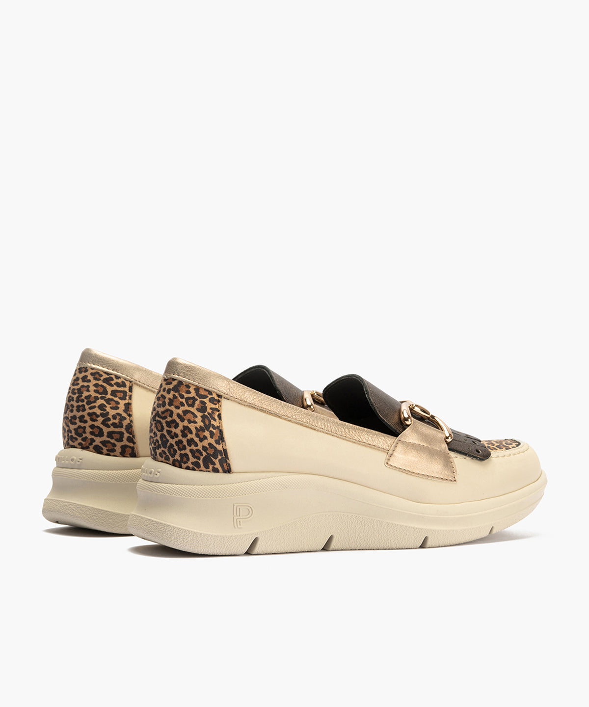 Mocasín Flecos Combinado de mujer color crema