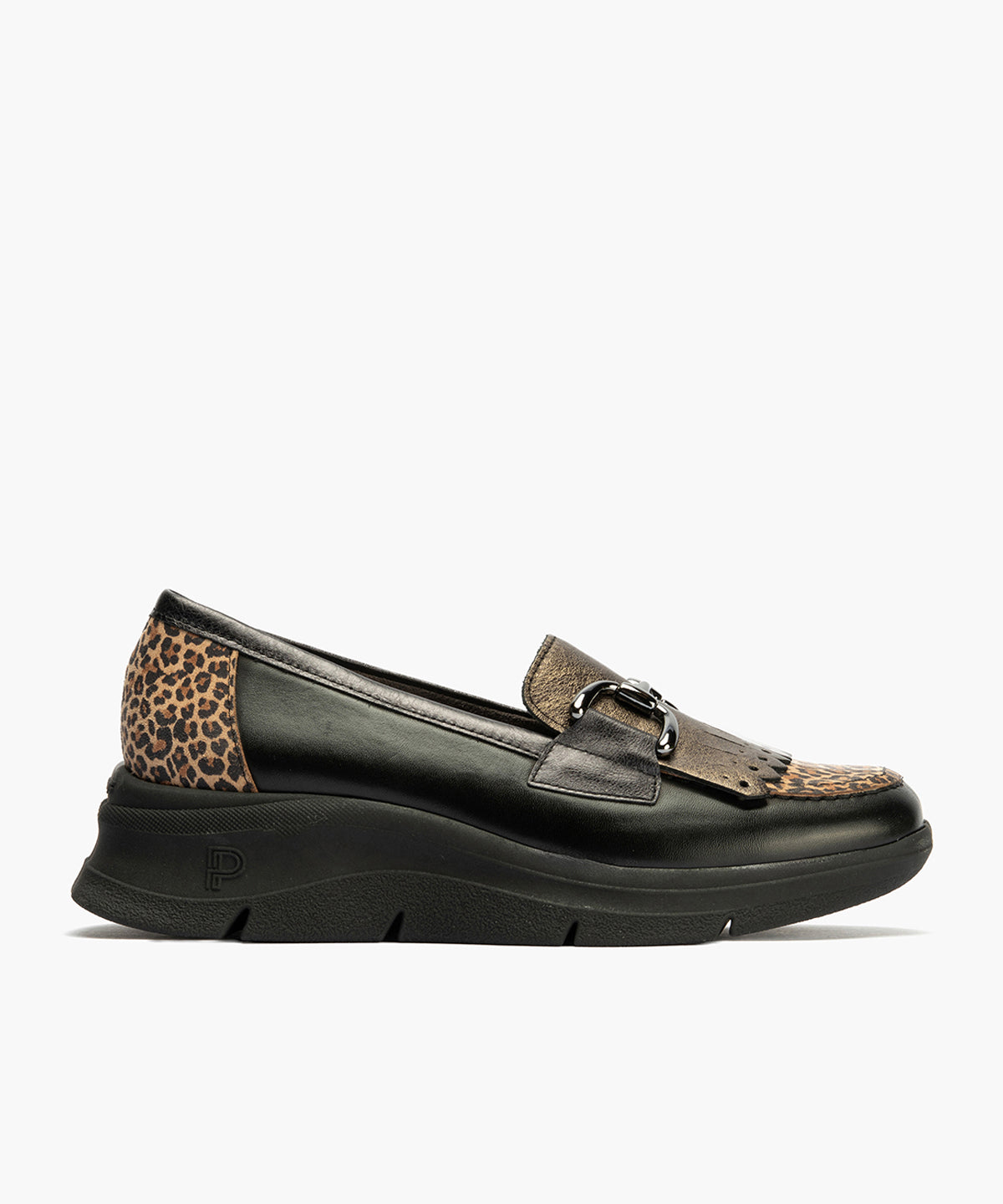 Mocasín Flecos Combinado de mujer color negro