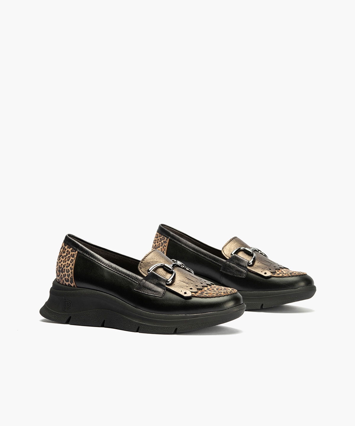 Mocasín Flecos Combinado de mujer color negro