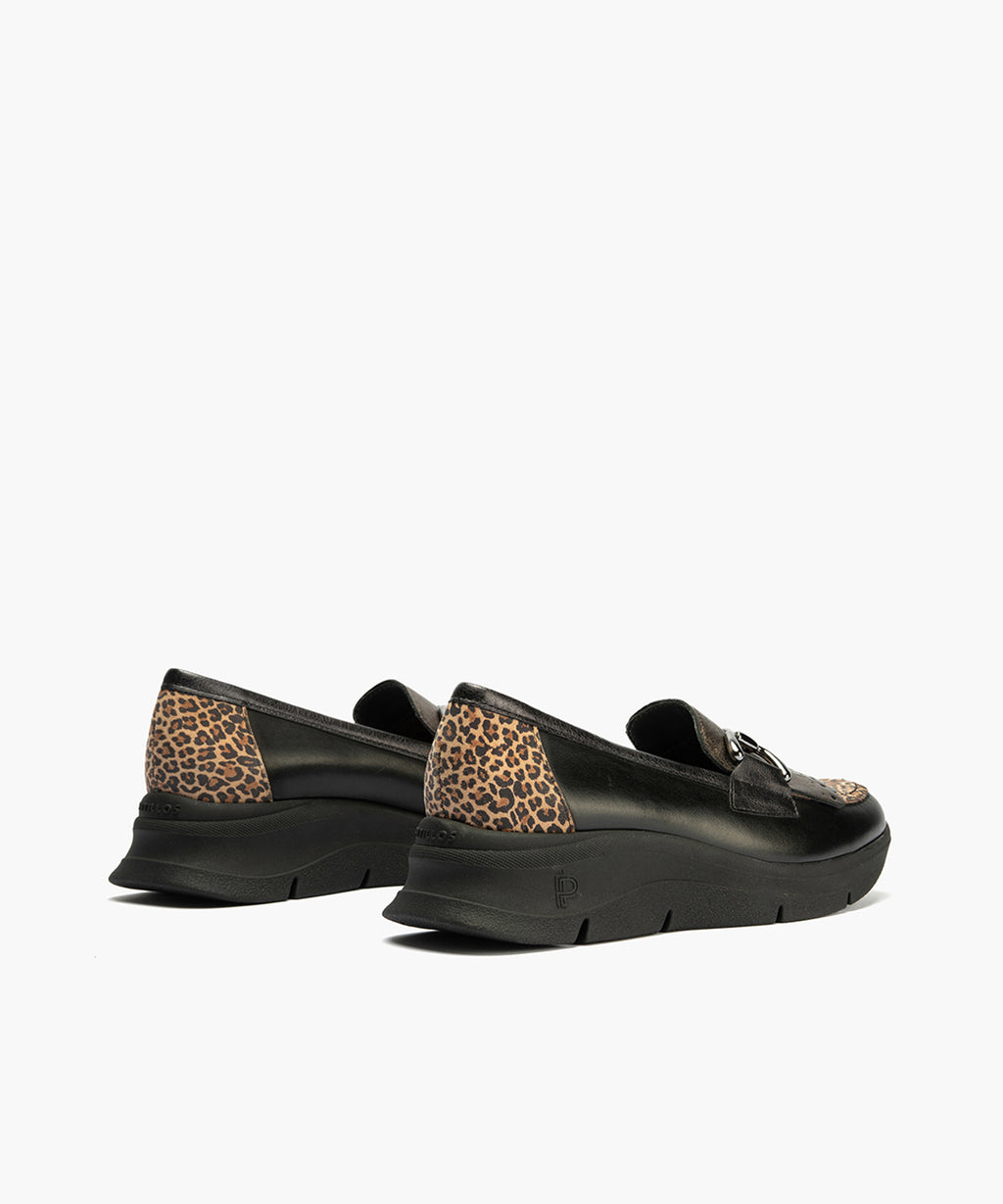 Mocasín Flecos Combinado de mujer color negro