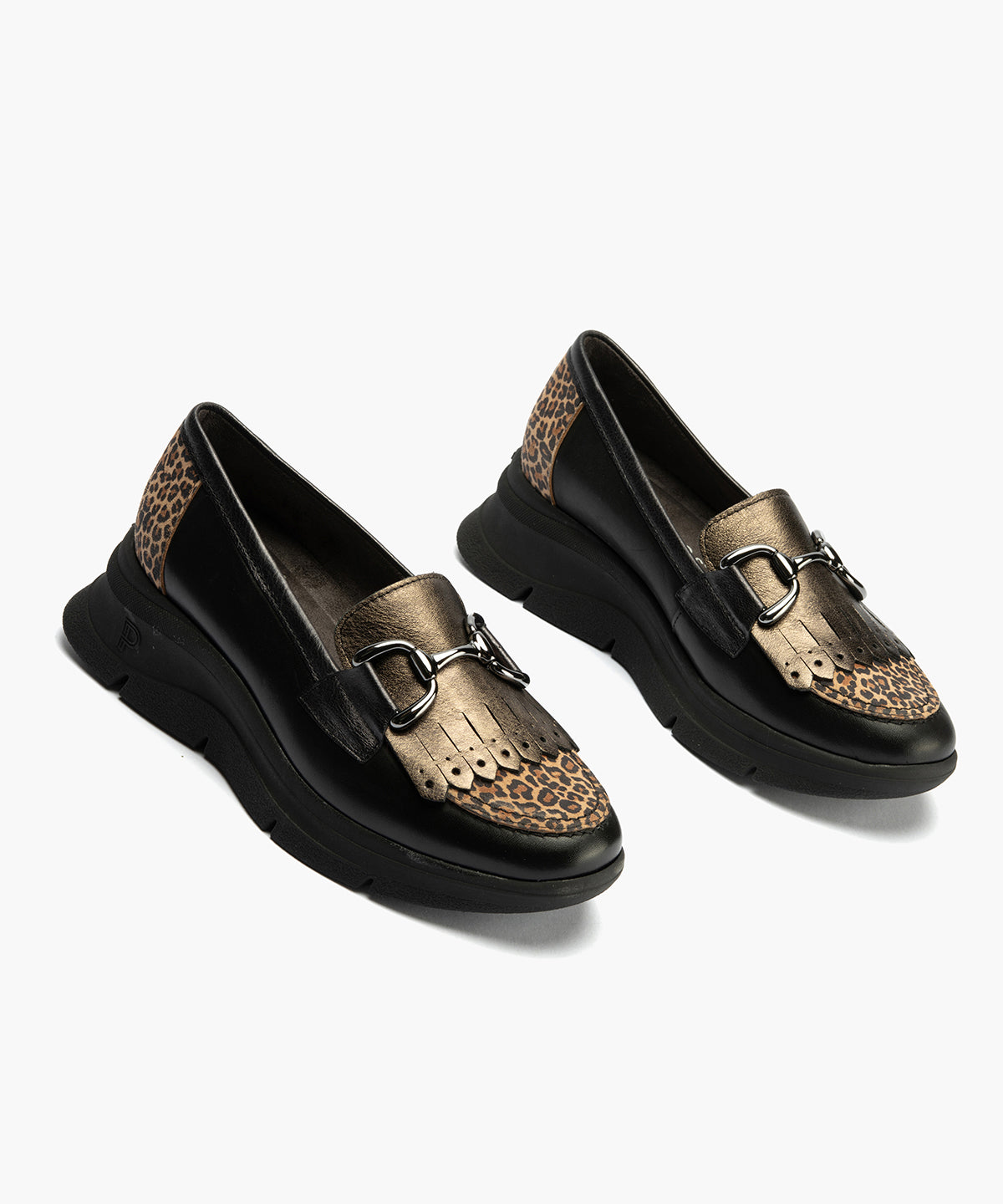 Mocasín Flecos Combinado de mujer color negro