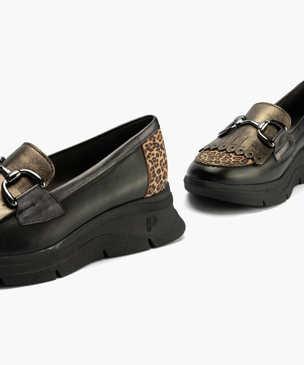 Mocasín Flecos Combinado de mujer color negro