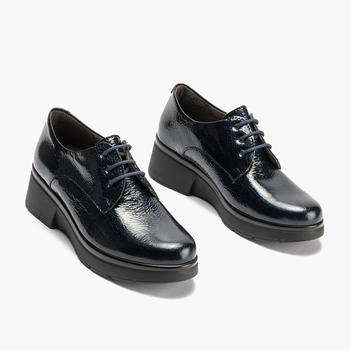 Blucher en Charol con cordones de mujer color marino