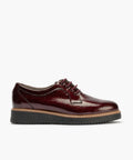 Blucher en Charol con cordones de mujer color burdeos