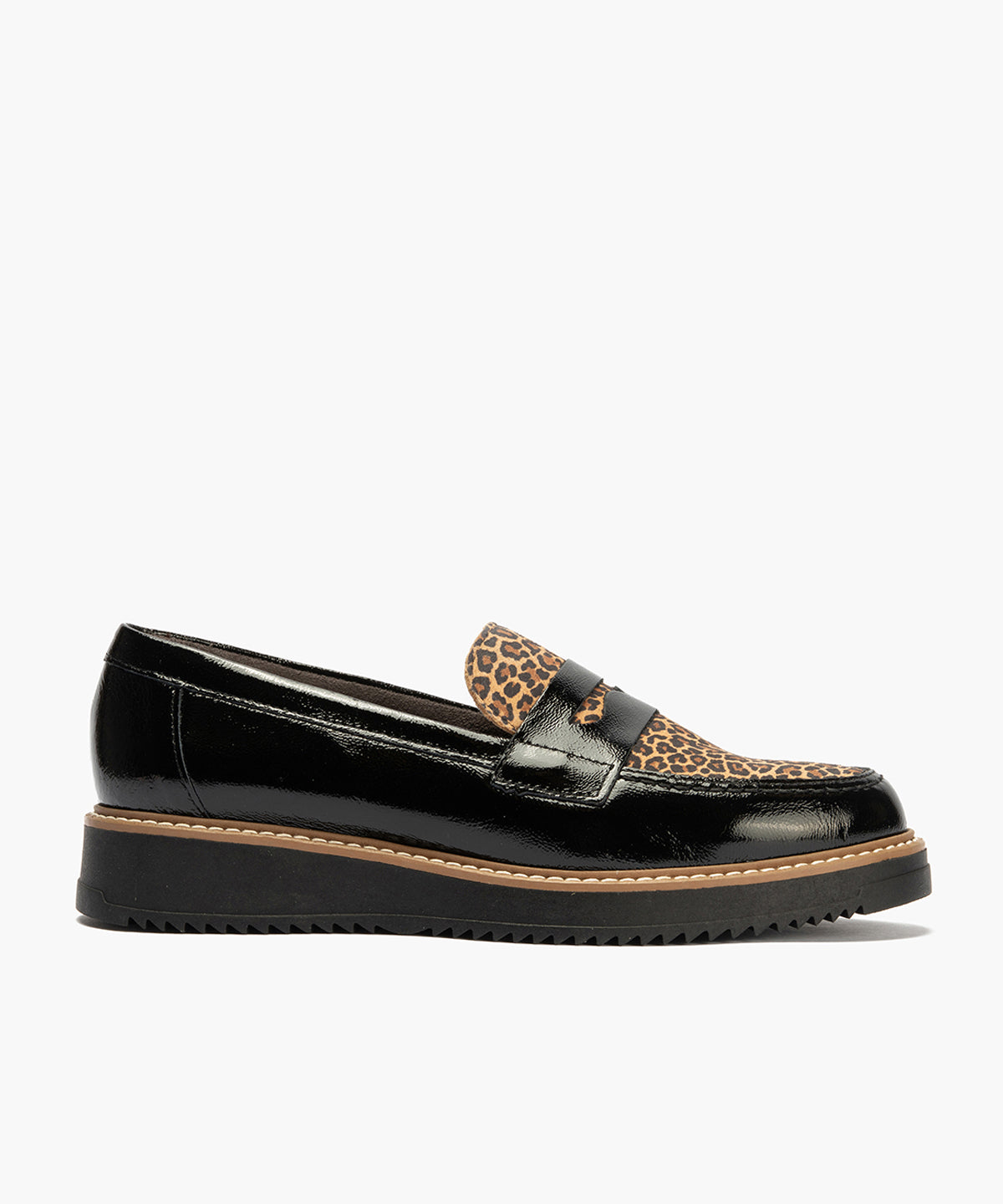 Mocasín Combinado Leopardo de mujer color negro