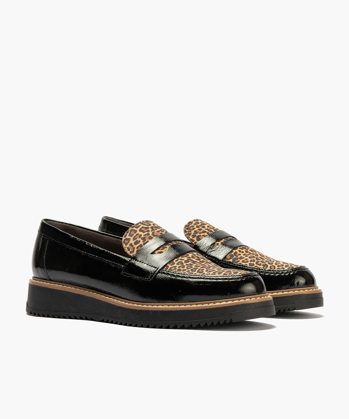Mocasín Combinado Leopardo de mujer color negro