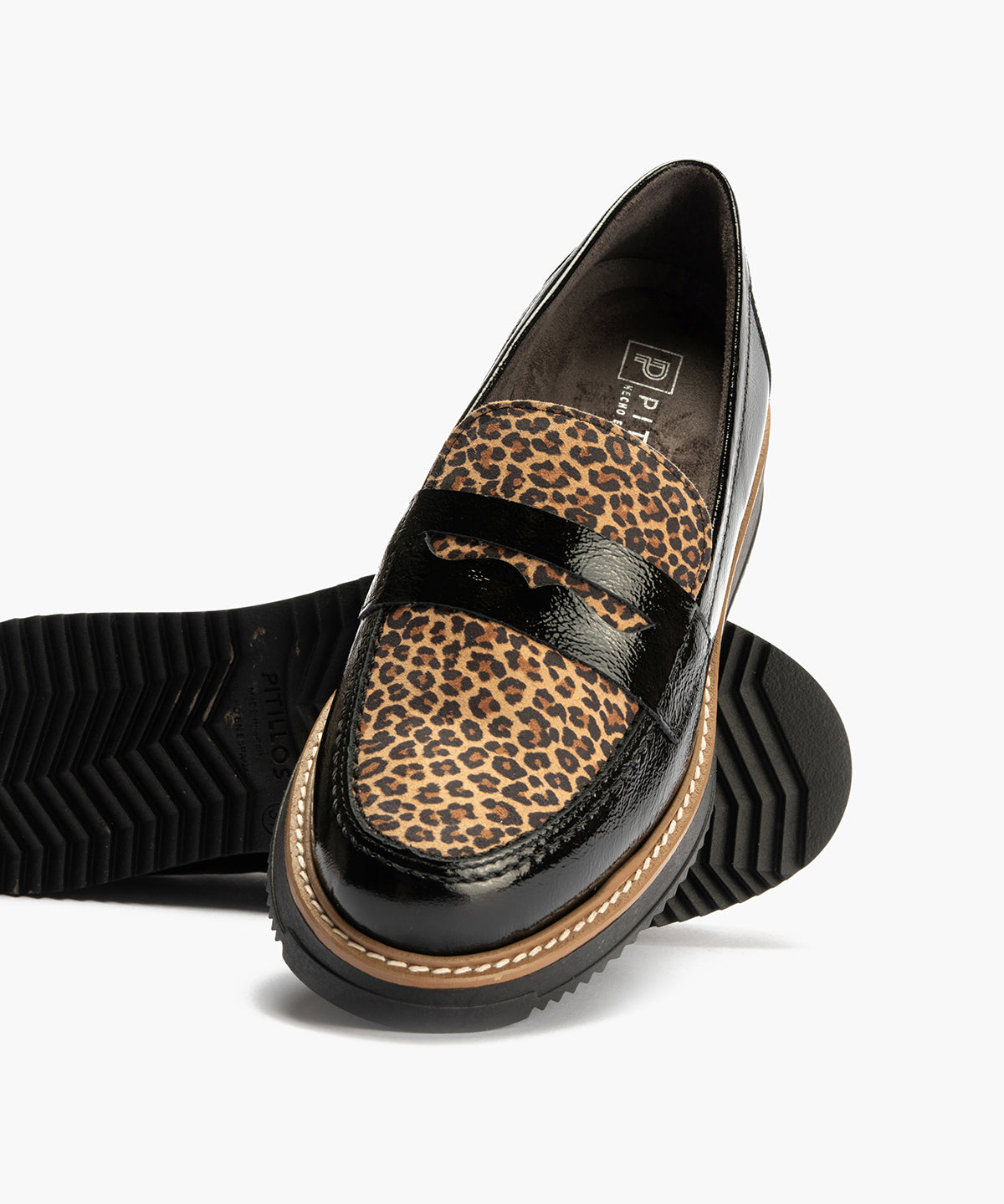 Mocasín Combinado Leopardo de mujer color negro