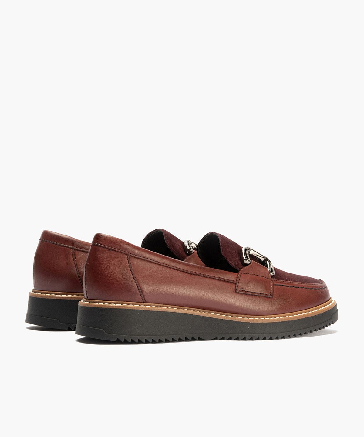 Mocasín Combinado Ante de mujer color burdeos