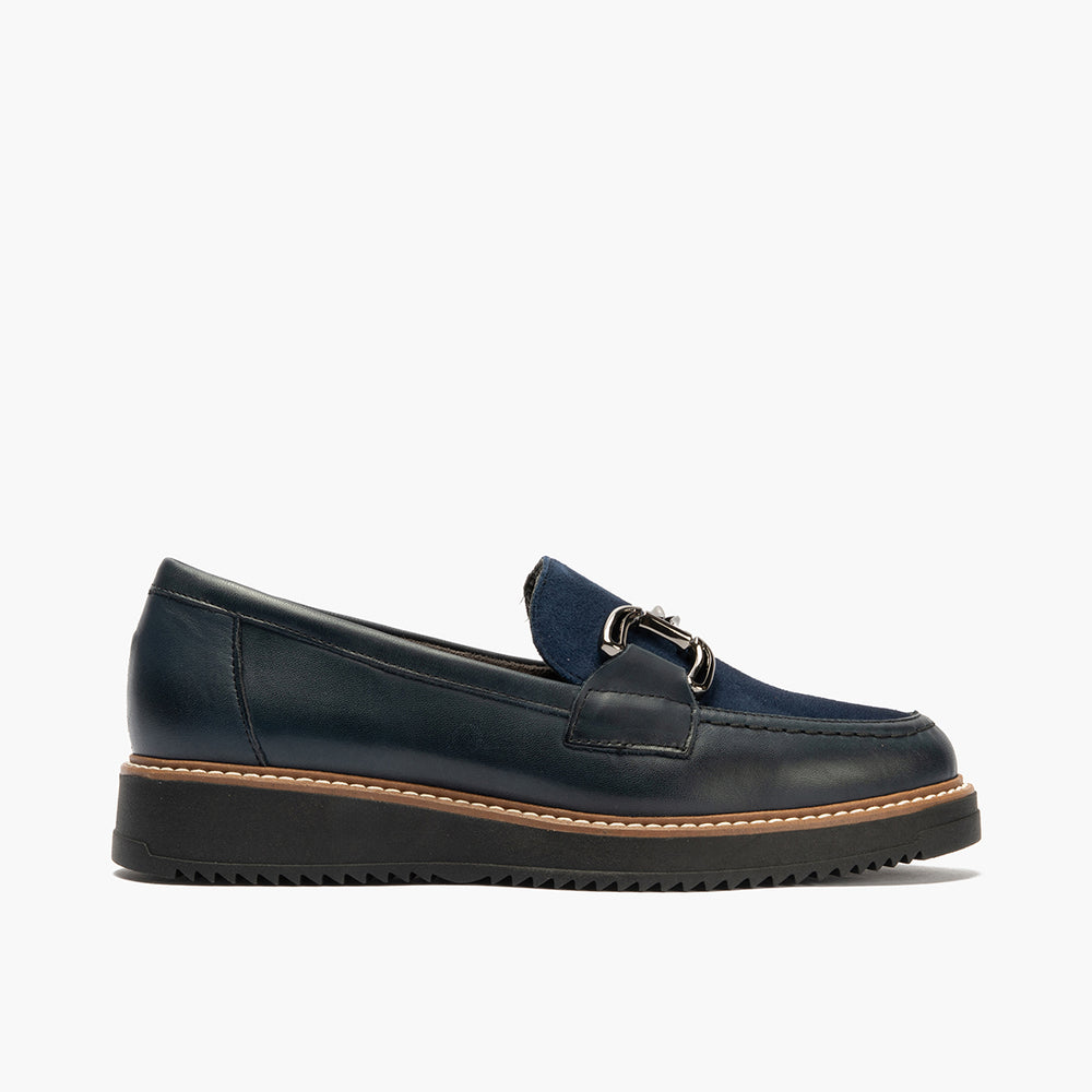 Mocasín Combinado Ante de mujer color marino