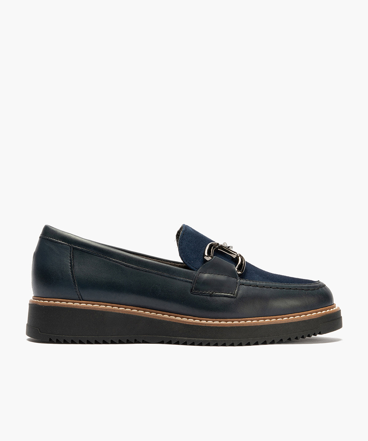 Mocasín Combinado Ante de mujer color marino