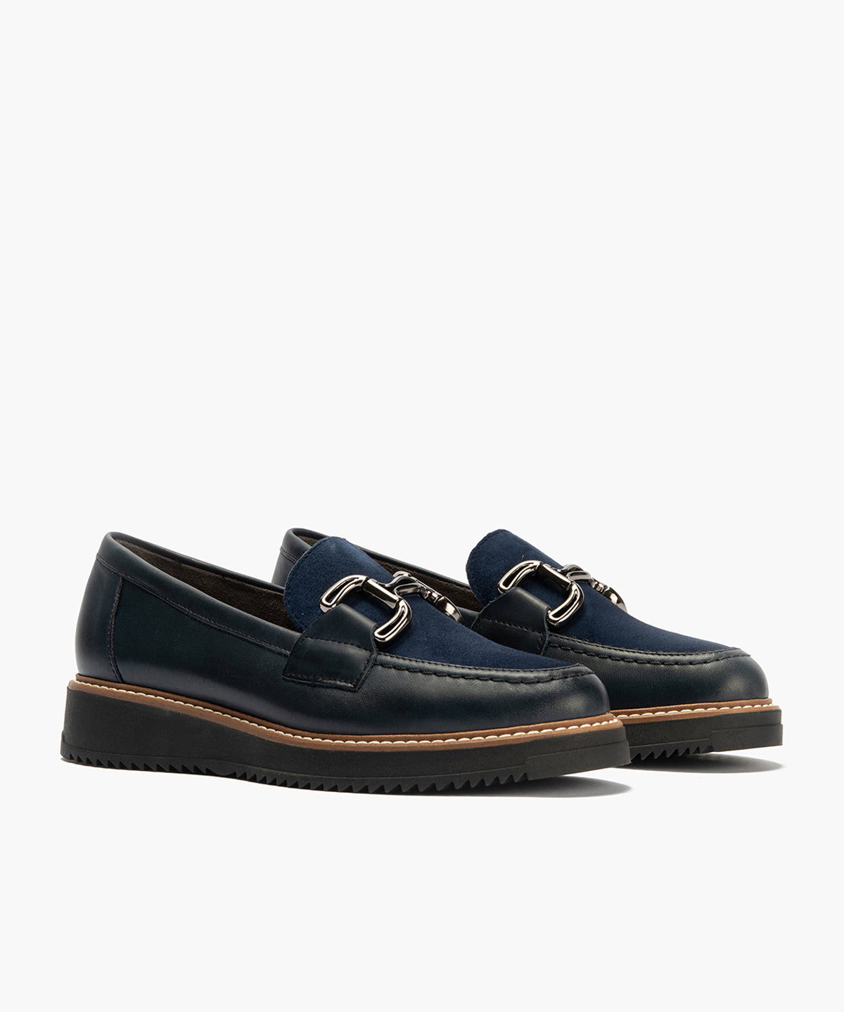 Mocasín Combinado Ante de mujer color marino