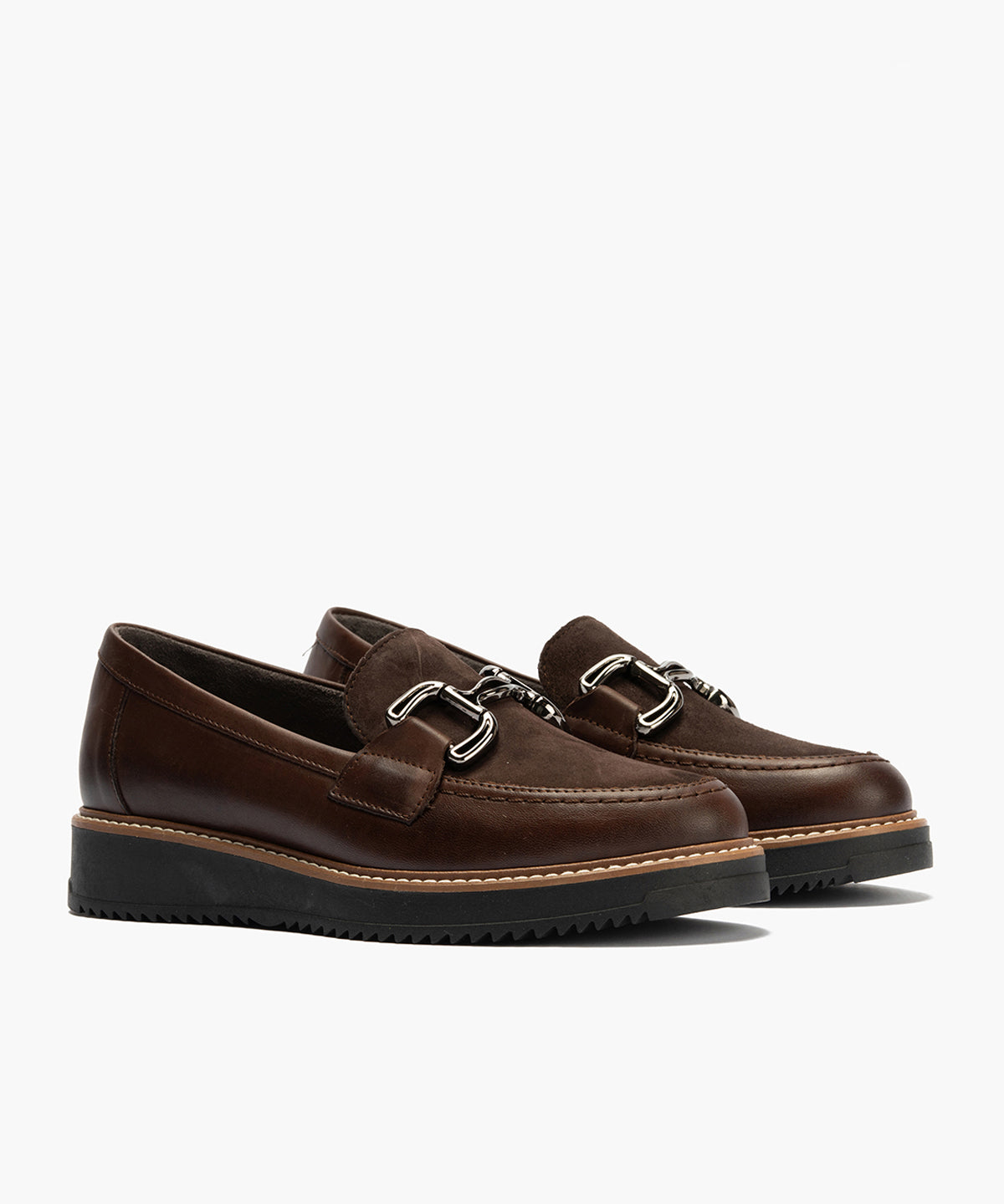 Mocasín Combinado Ante de mujer color marron