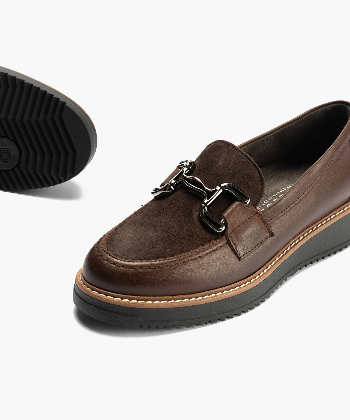 Mocasín Combinado Ante de mujer color marron