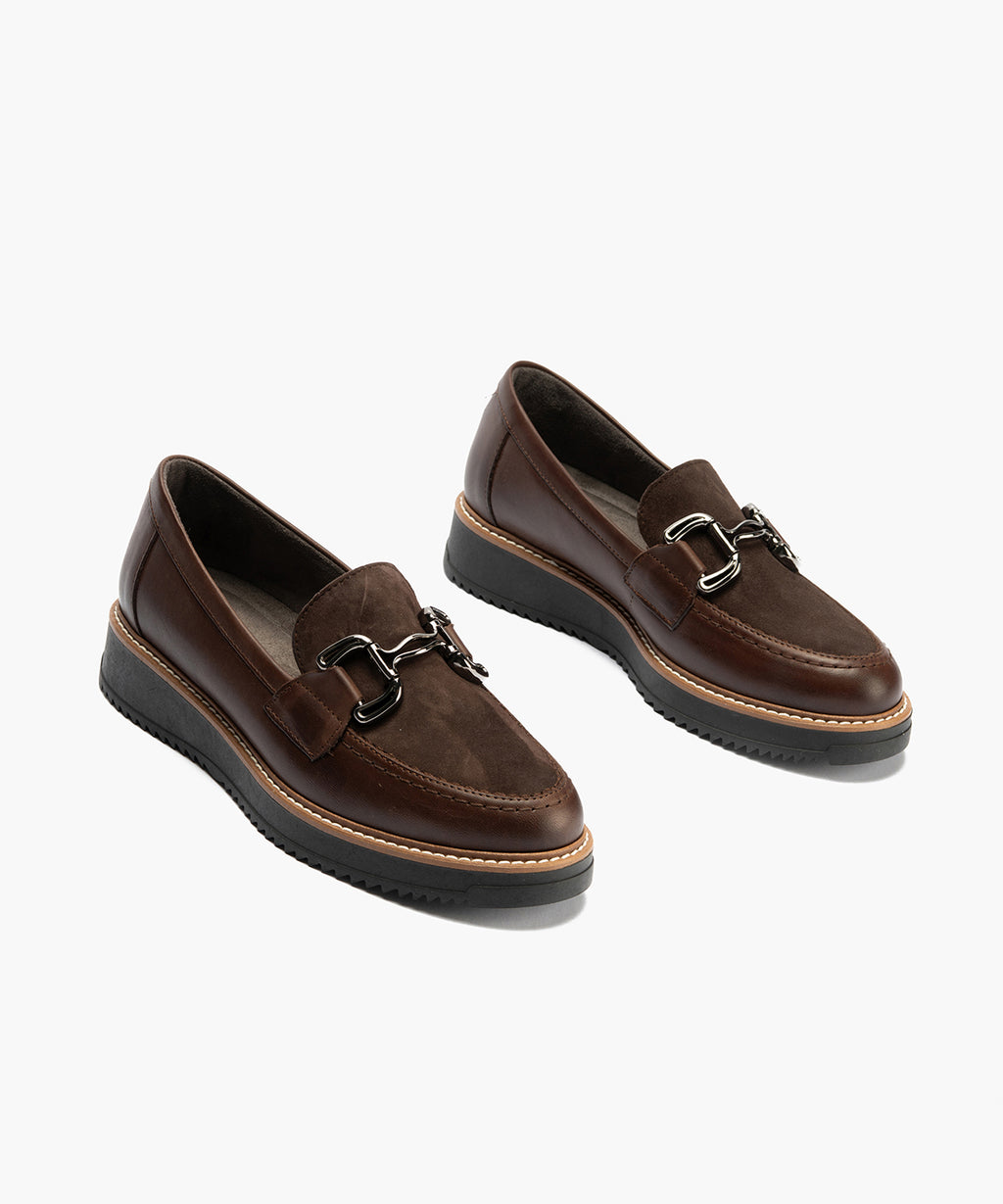 Mocasín Combinado Ante de mujer color marron