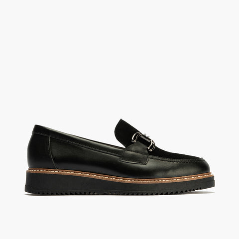 Mocasín Combinado Ante de mujer color negro