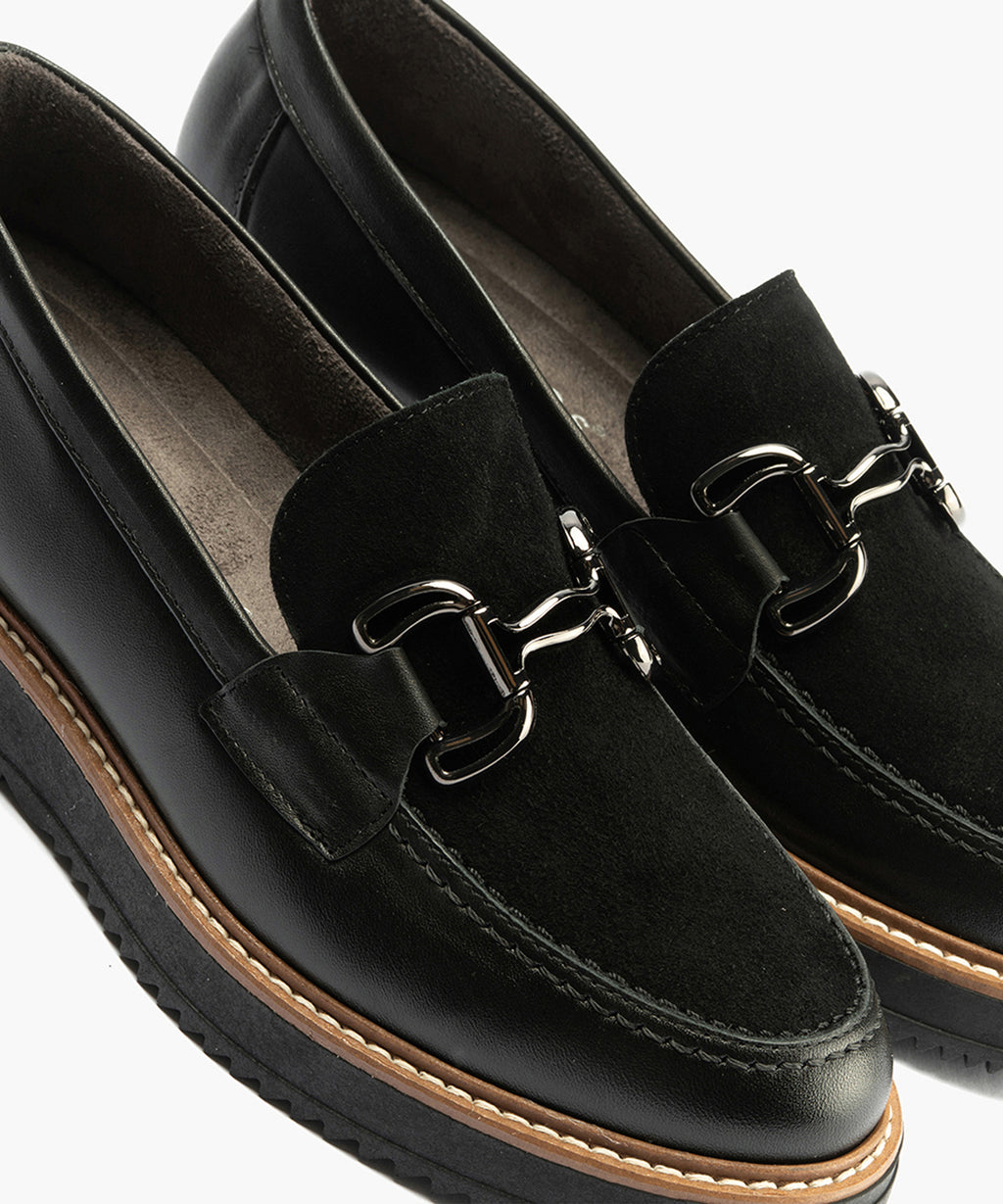 Mocasín Combinado Ante de mujer color negro