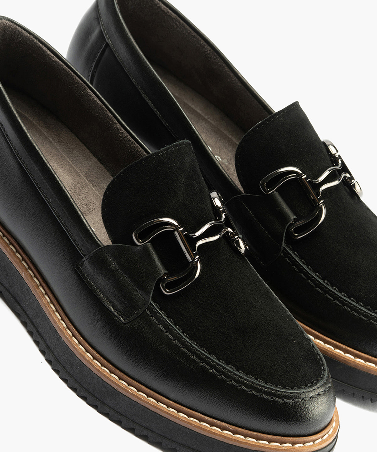 Mocasín Combinado Ante de mujer color negro