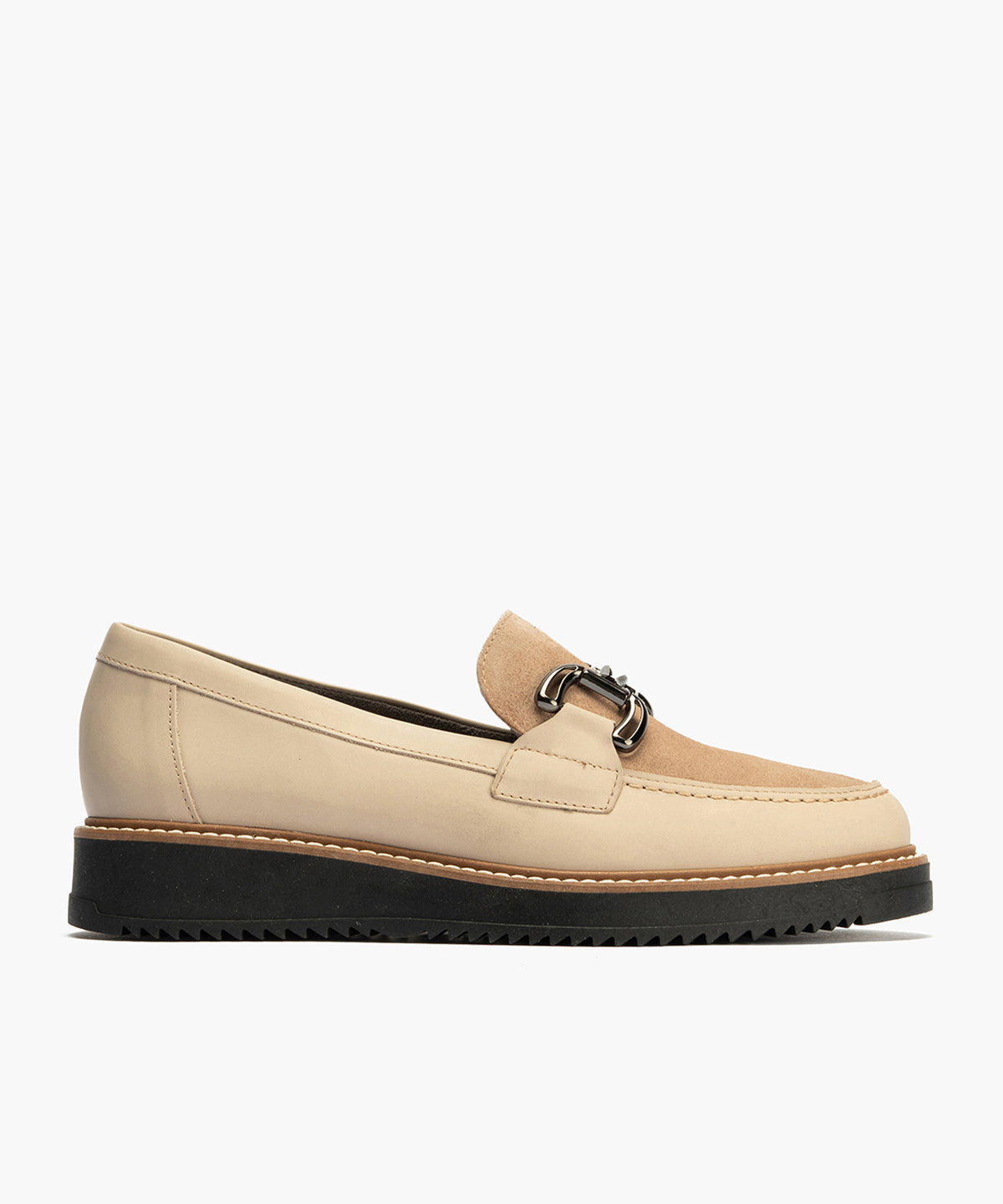 Mocasín Combinado Ante de mujer color piedra