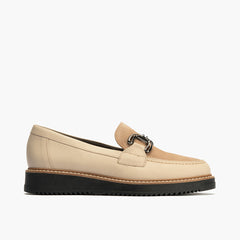 Mocasín Combinado Ante de mujer color piedra