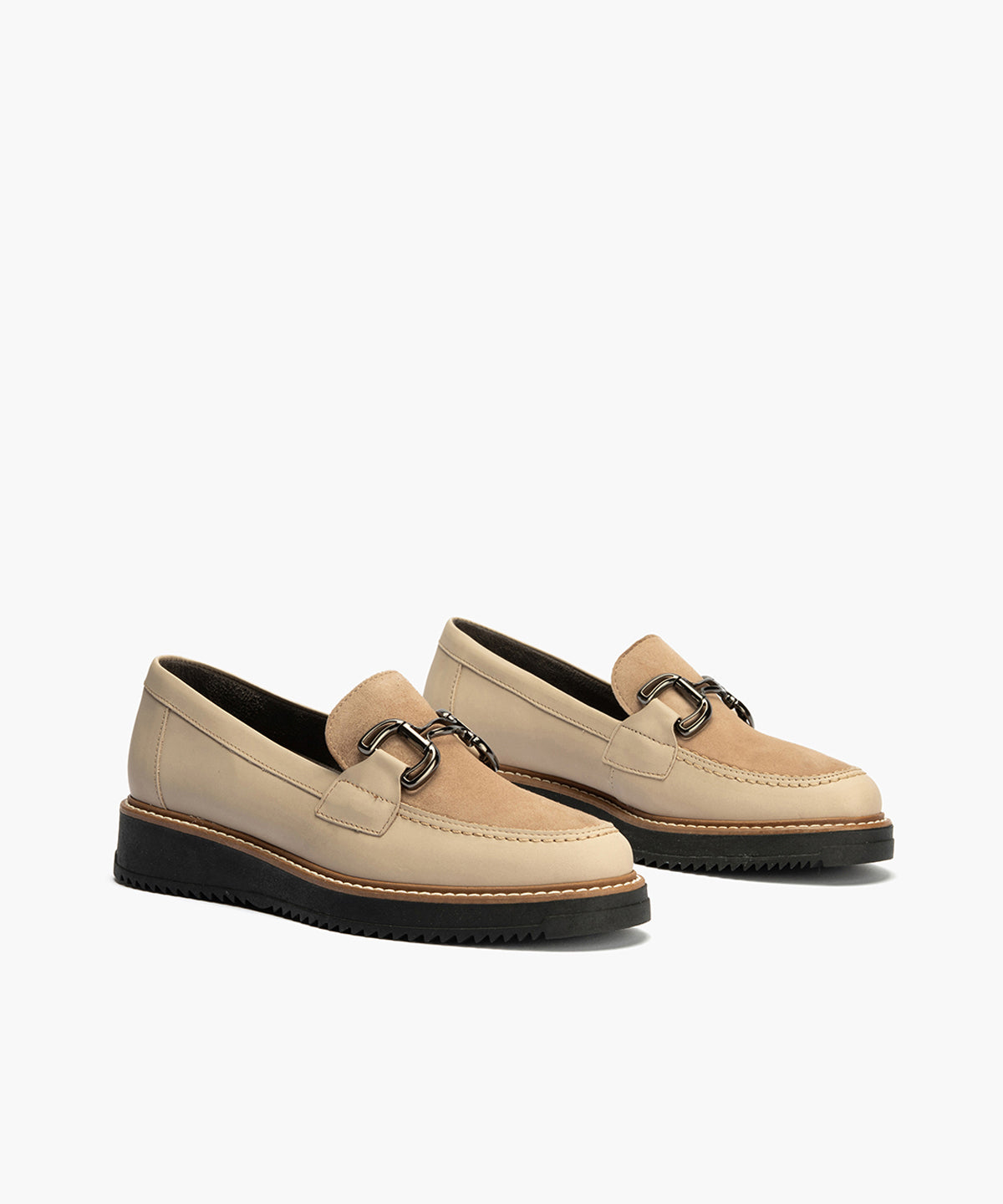 Mocasín Combinado Ante de mujer color piedra