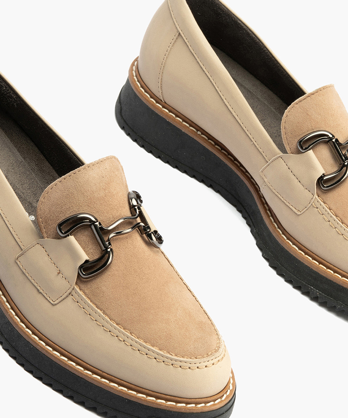 Mocasín Combinado Ante de mujer color piedra