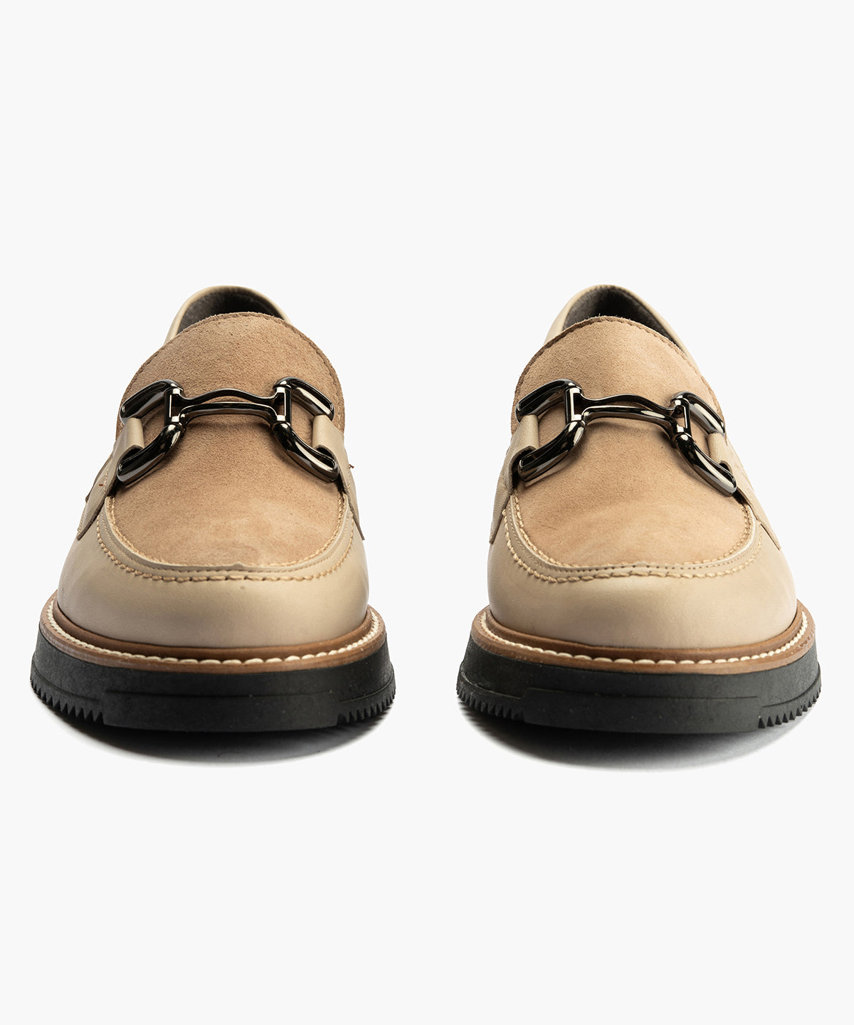 Mocasín Combinado Ante de mujer color piedra