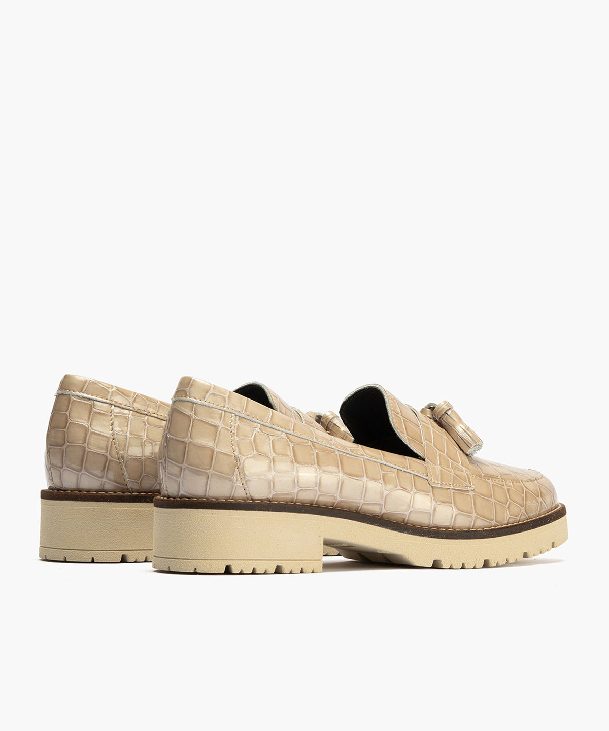 Mocasín en Coco con adorno de mujer color piedra
