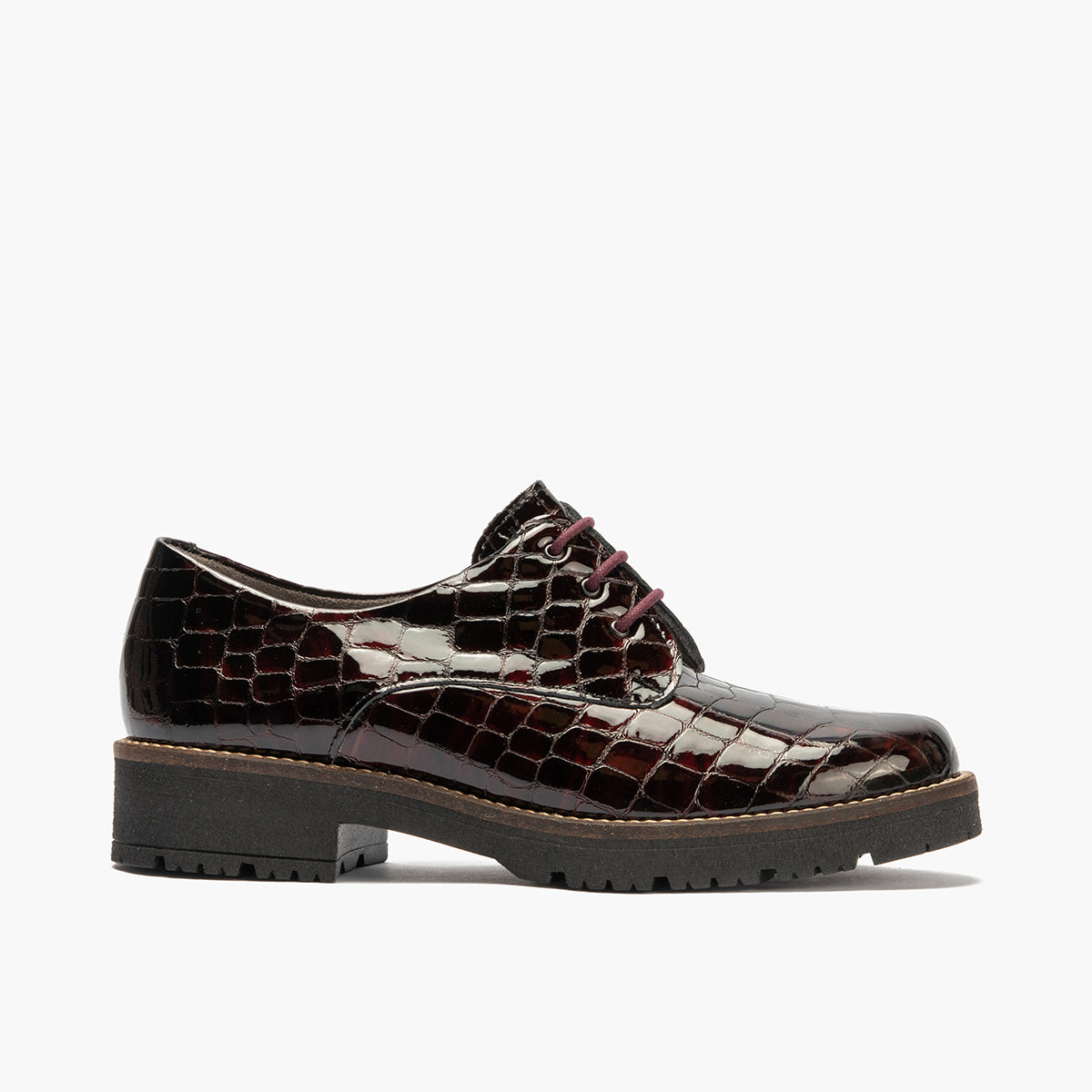 Blucher en Coco con cordones de mujer color burdeos