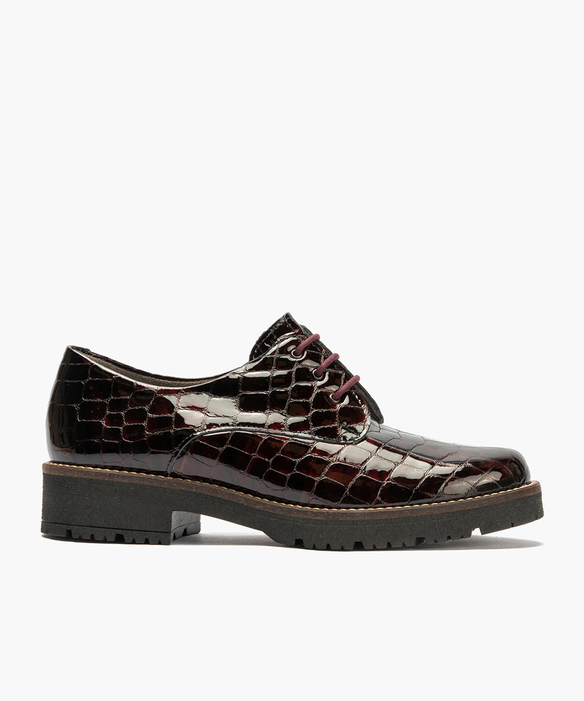 Blucher en Coco con cordones de mujer color burdeos