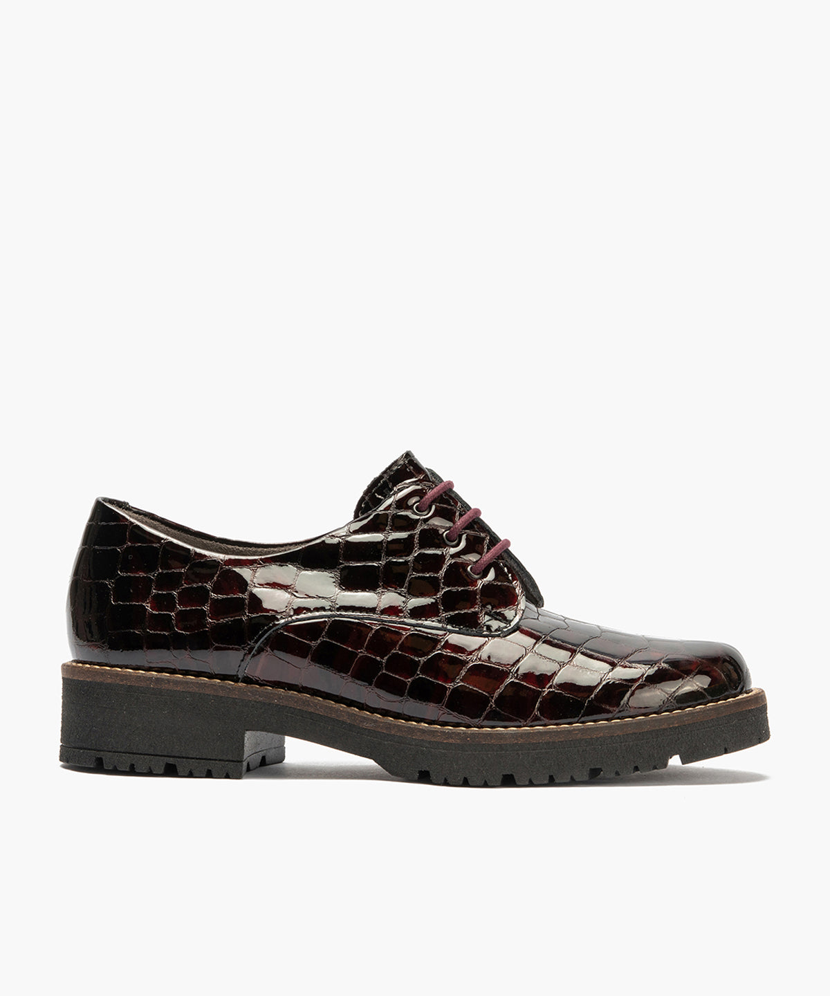Blucher en Coco con cordones de mujer color burdeos