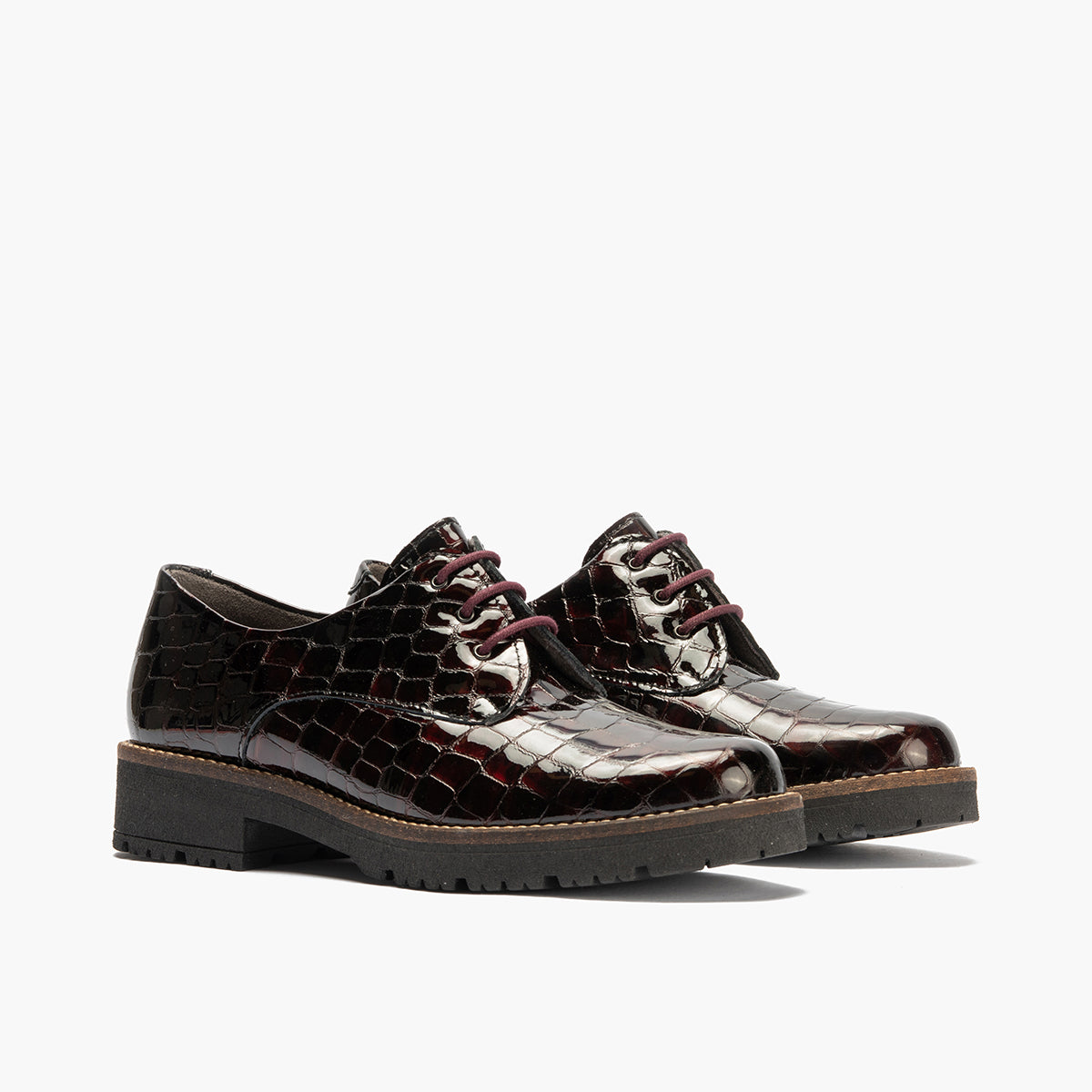 Blucher en Coco con cordones de mujer color burdeos