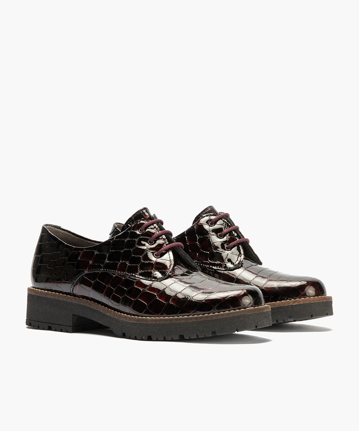 Blucher en Coco con cordones de mujer color burdeos