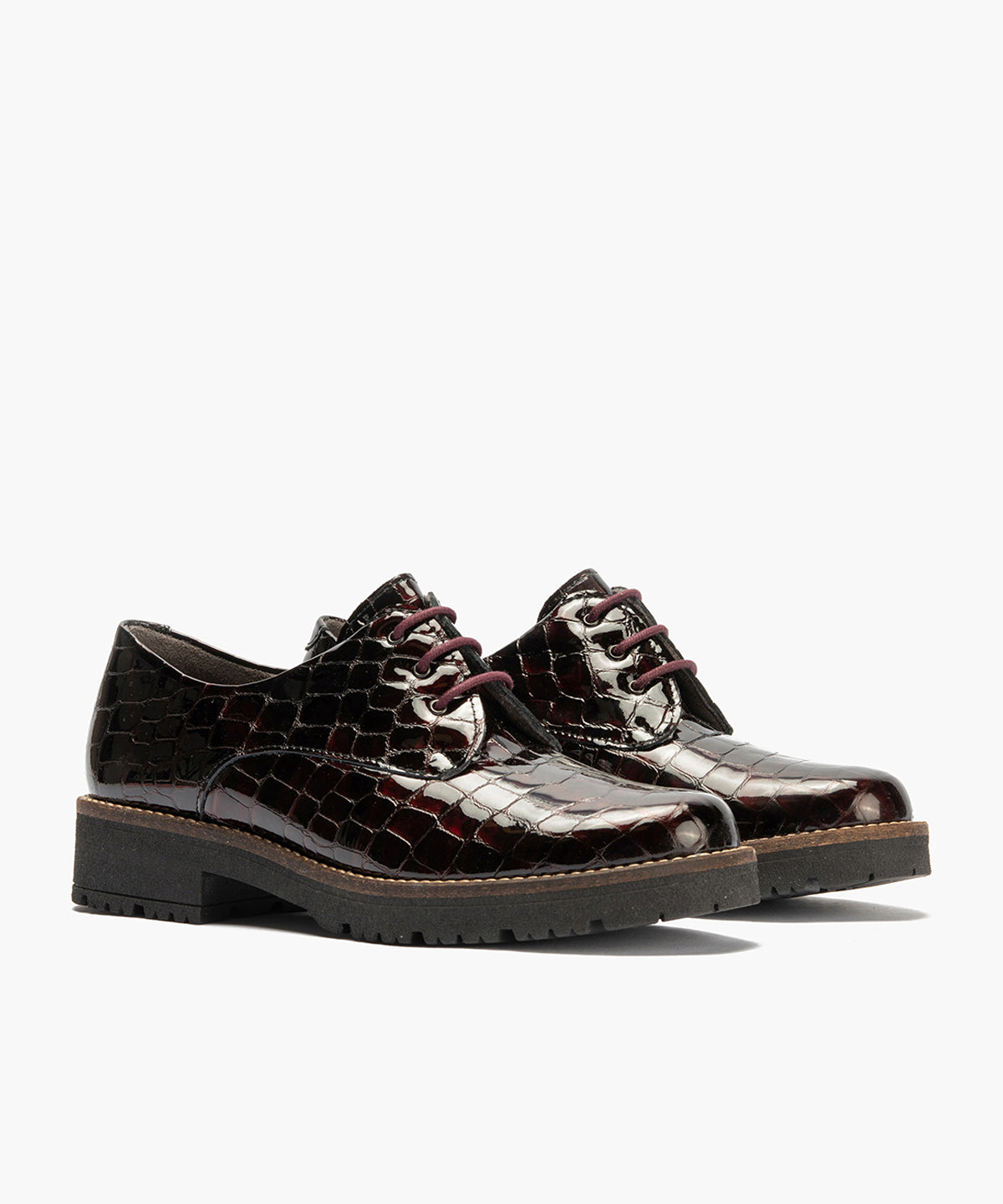 Blucher en Coco con cordones de mujer color burdeos