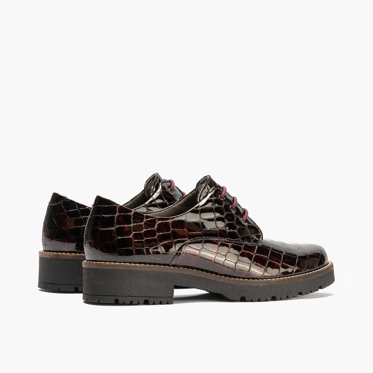 Blucher en Coco con cordones de mujer color burdeos