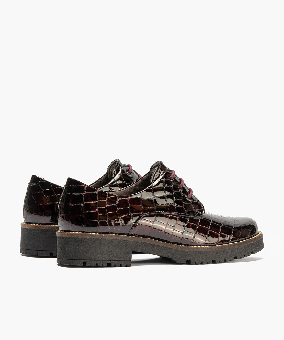 Blucher en Coco con cordones de mujer color burdeos
