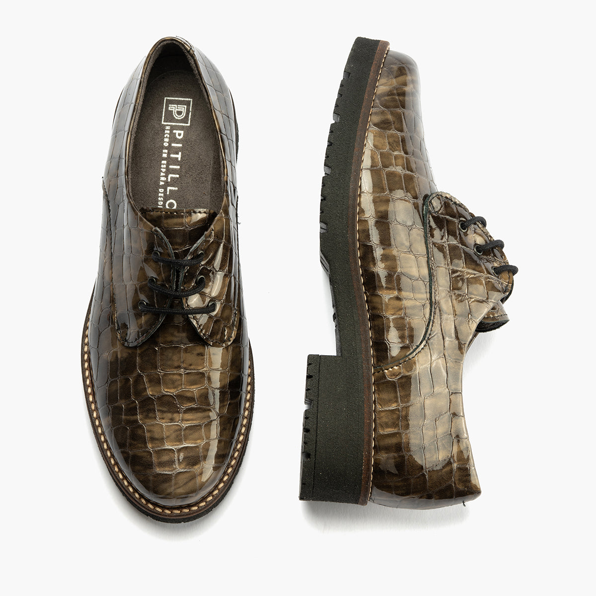 Blucher en Coco con cordones de mujer color humo