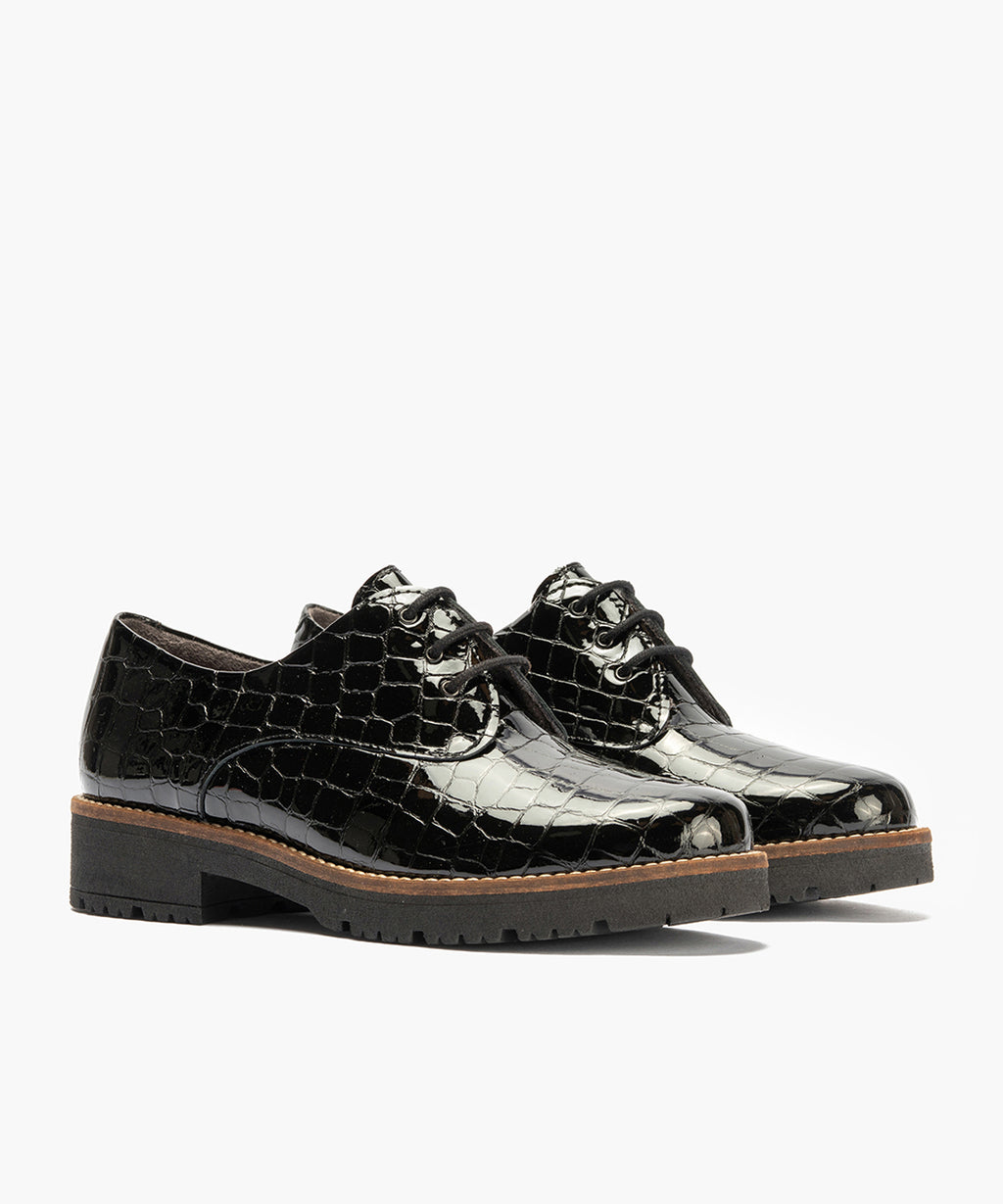 Blucher en Coco con cordones de mujer color negro
